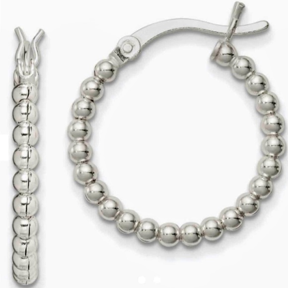 Jewelry - Hoop Earrings Beaded BRAND NEW* 925 Sterling Silver